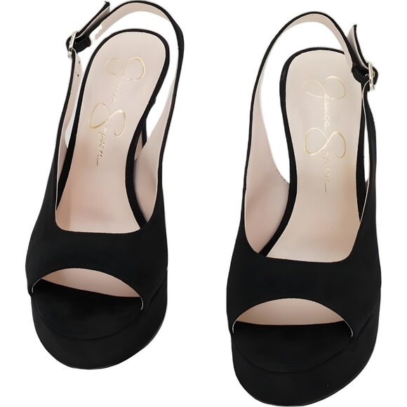 Jessica Simpson Sibilla Slingback Platform Peep Toe Heels Black Women's US 6.5M - Picture 5 of 6